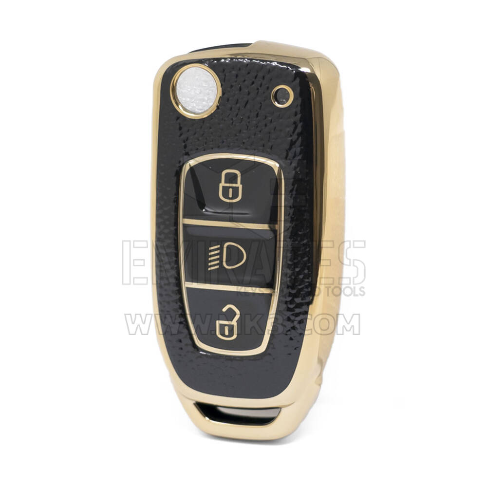 Nano Funda de cuero dorado de alta calidad para mando a distancia TATA, 3 botones, Color negro, TATA-B13J