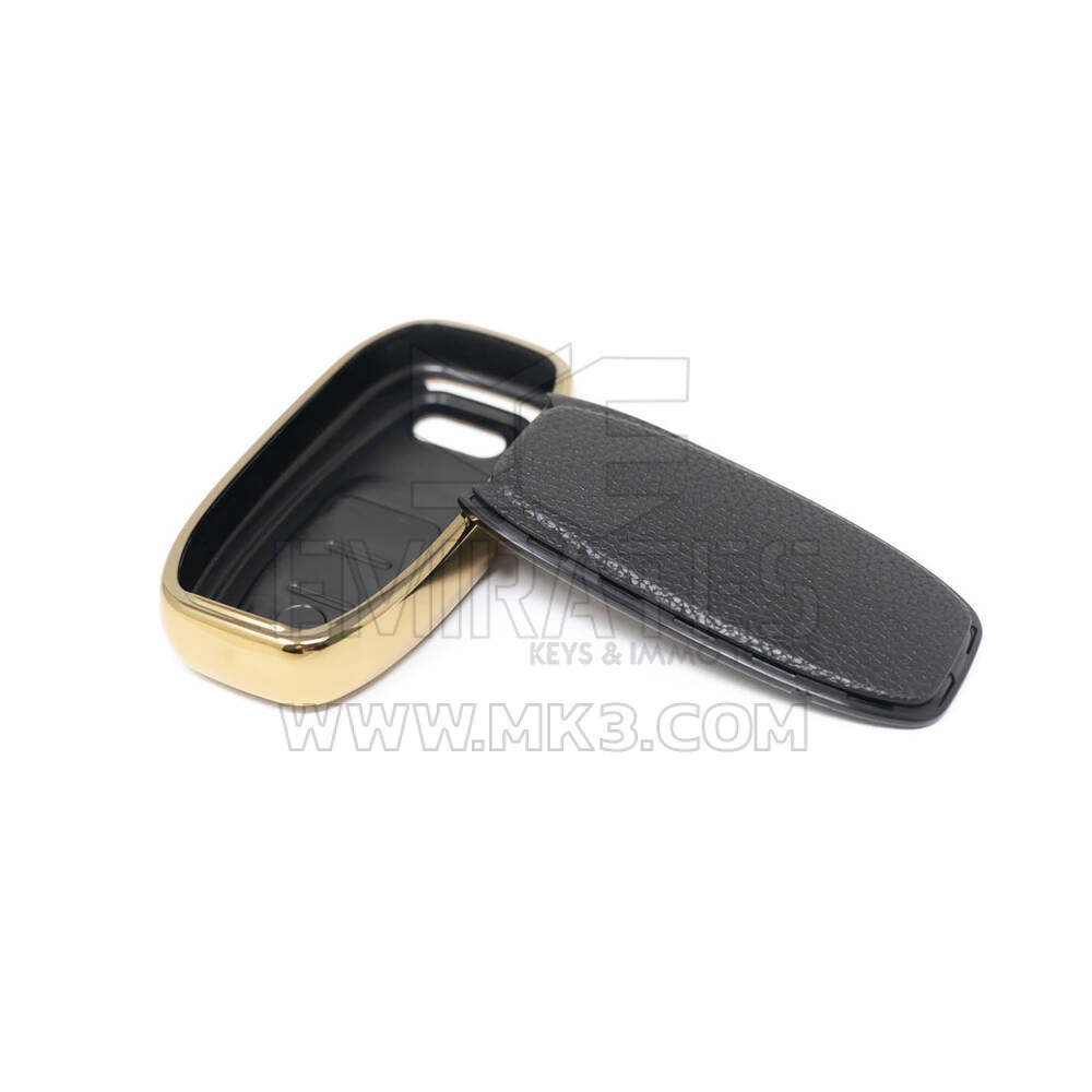 New Aftermarket Nano High Quality Gold Leather Cover For Audi Remote Key 3 Buttons Black Color Audi-A13J | Emirates Keys