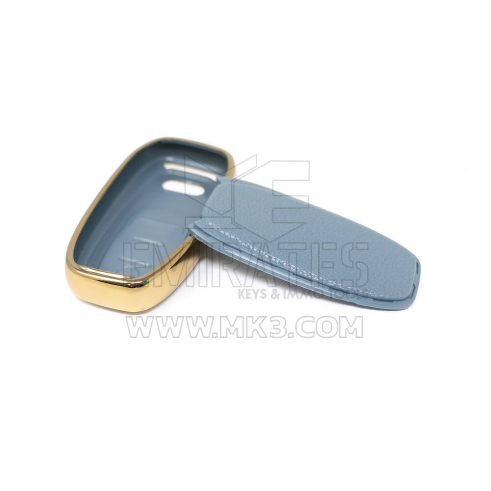 New Aftermarket Nano High Quality Gold Leather Cover For Audi Remote Key 3 Buttons Gray Color Audi-A13J | Emirates Keys