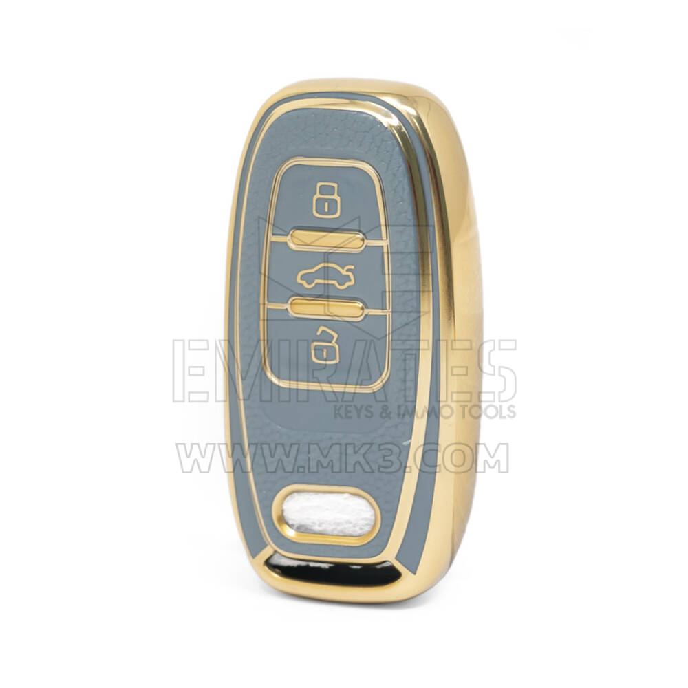 Нано-высококачественный золотой кожаный чехол для дистанционного ключа Audi 3 кнопки серого цвета Audi-A13J
