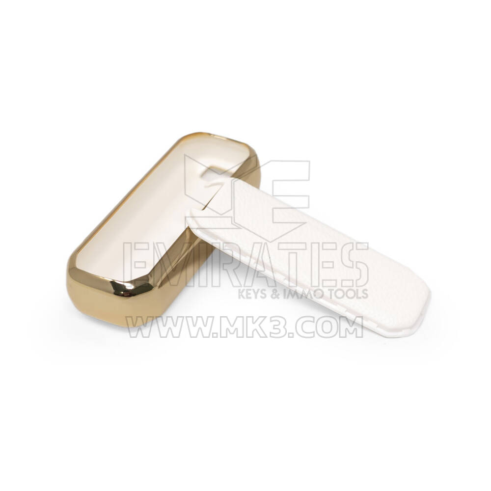 New Aftermarket Nano High Quality Gold Leather Cover For Baojun Remote Key 3 Buttons White Color BJ-A13J | Emirates Keys