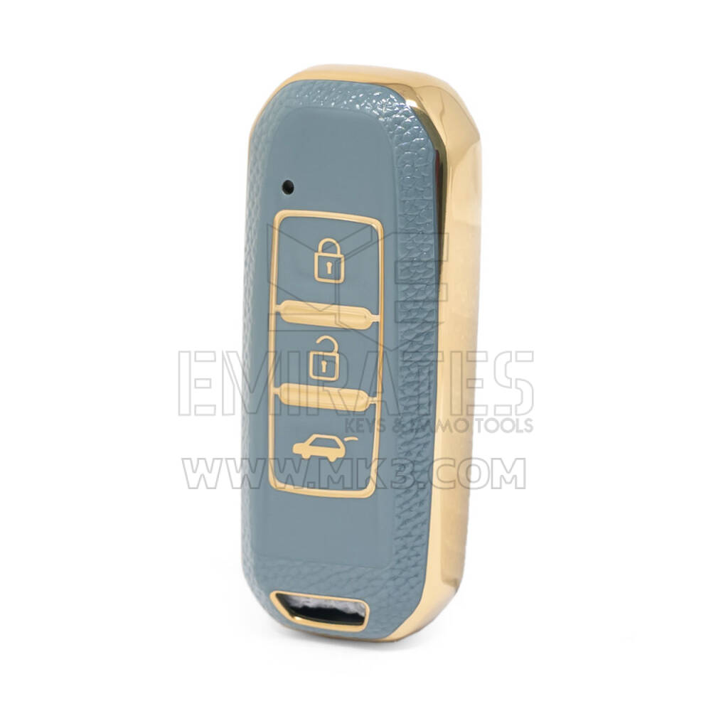 Nano Funda de cuero dorado de alta calidad para mando a distancia Baojun, 3 botones, Color gris, BJ-A13J
