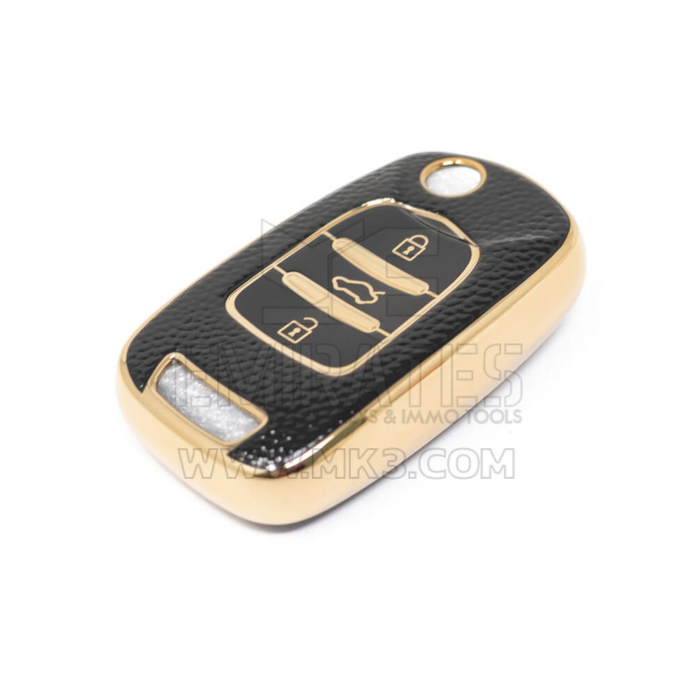 Nueva Funda de cuero dorado de alta calidad Nano del mercado de accesorios para Baojun Flip Remote Key 3 botones Color negro BJ-B13J | Cayos de los Emiratos