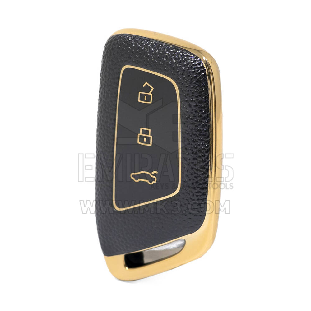 Funda de cuero dorado Nano de alta calidad para mando a distancia Baojun, 3 botones, Color negro, BJ-C13J