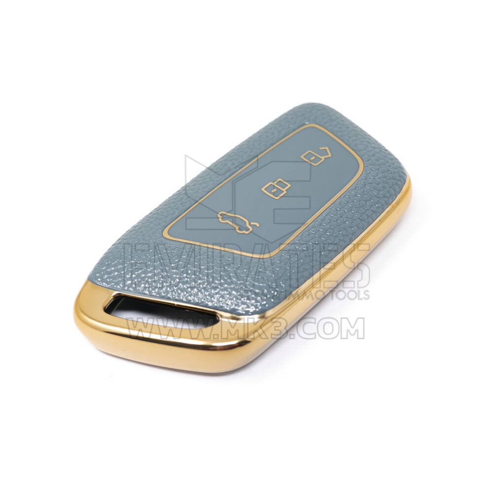 New Aftermarket Nano High Quality Gold Leather Cover For Baojun Remote Key 3 Buttons Gray Color BJ-C13J | Emirates Keys