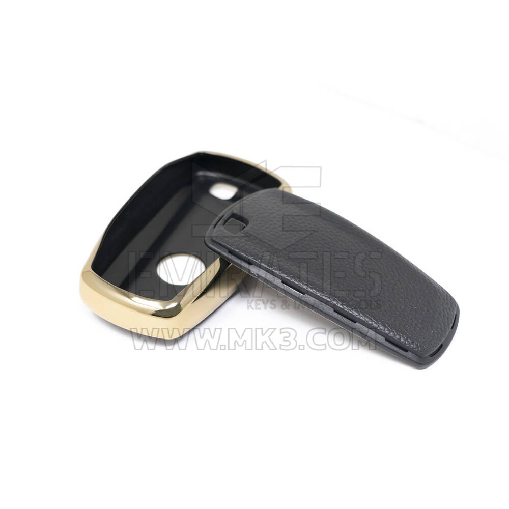 New Aftermarket Nano High Quality Gold Leather Cover For BMW Remote Key 4 Buttons Black Color BMW-A13J4A | Emirates Keys