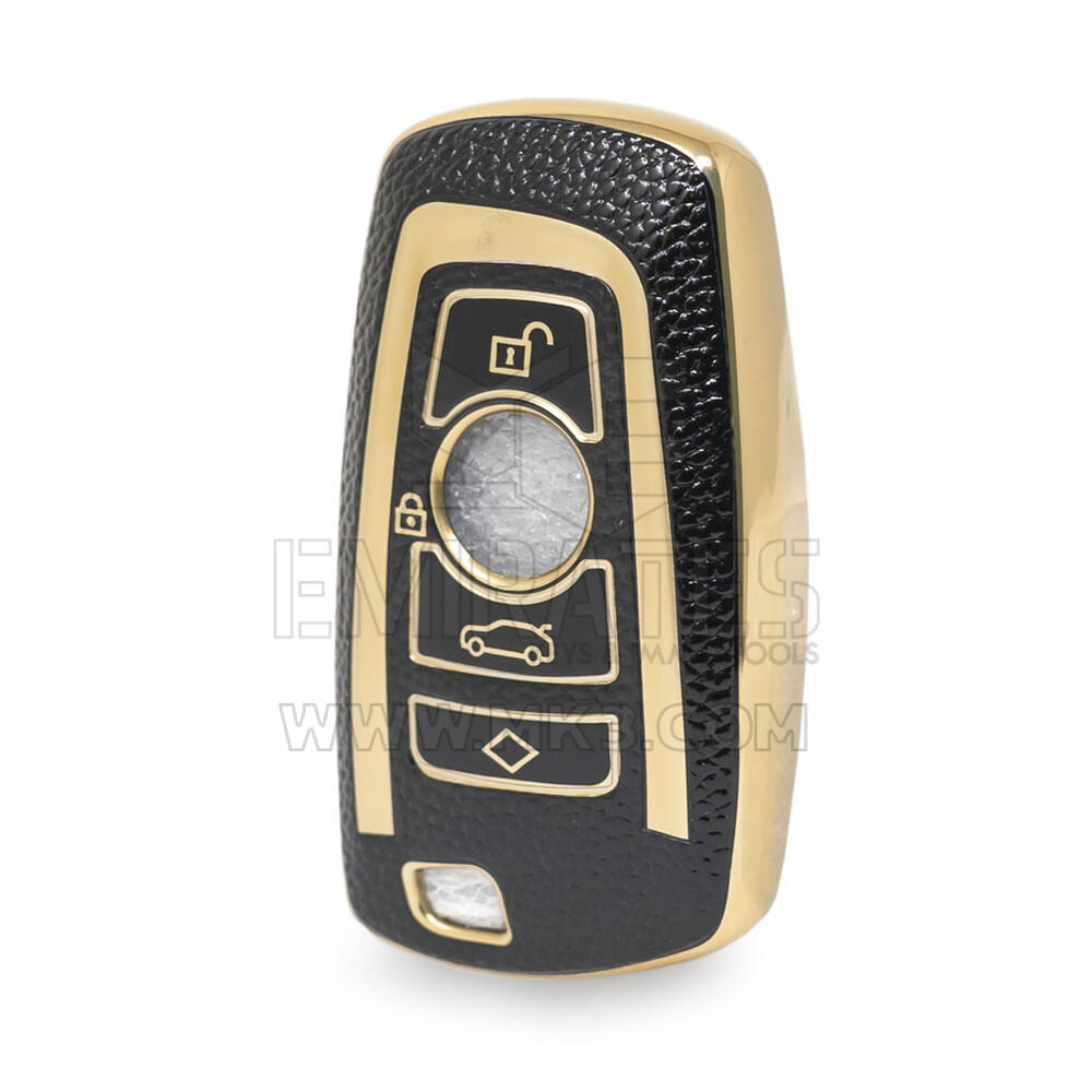 Nano High Quality Gold Leather Cover For BMW Remote Key 4 Buttons Black Color BMW-A13J4A
