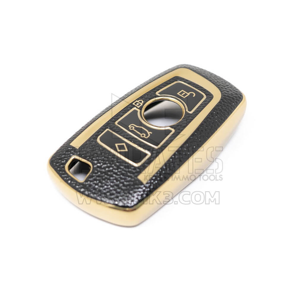 New Aftermarket Nano High Quality Gold Leather Cover For BMW Remote Key 4 Buttons Black Color BMW-A13J4A | Emirates Keys