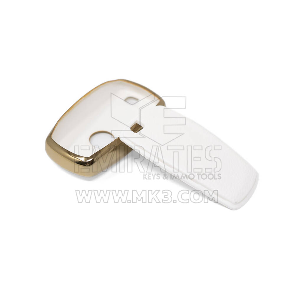 New Aftermarket Nano High Quality Gold Leather Cover For BMW Remote Key 4 Buttons White Color BMW-A13J4A | Emirates Keys