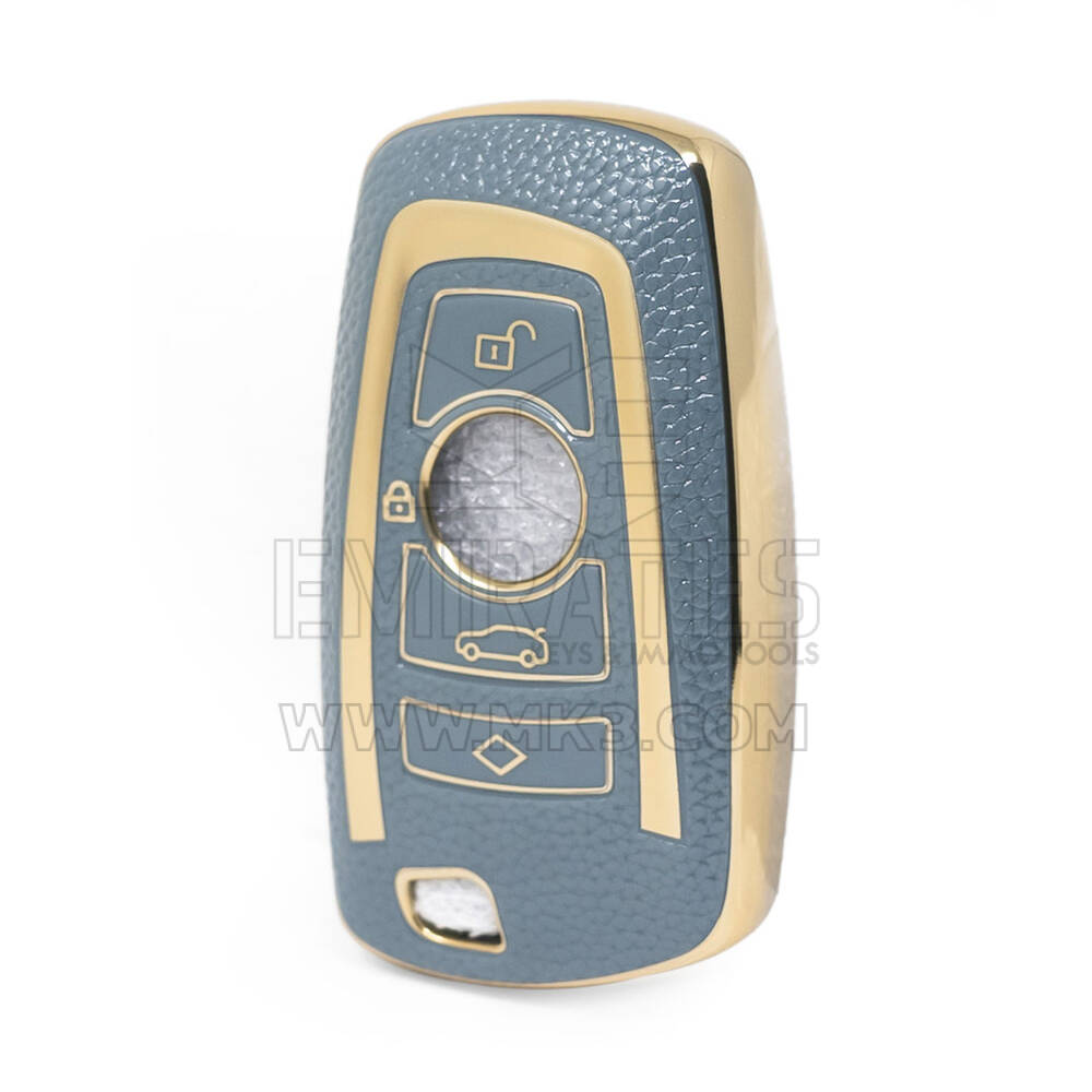 Nano High Quality Gold Leather Cover For BMW Remote Key 4 Buttons Gray Color BMW-A13J4A