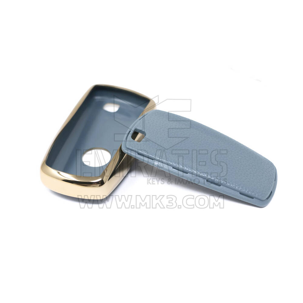 New Aftermarket Nano High Quality Gold Leather Cover For BMW Remote Key 4 Buttons Gray Color BMW-A13J4A | Emirates Keys