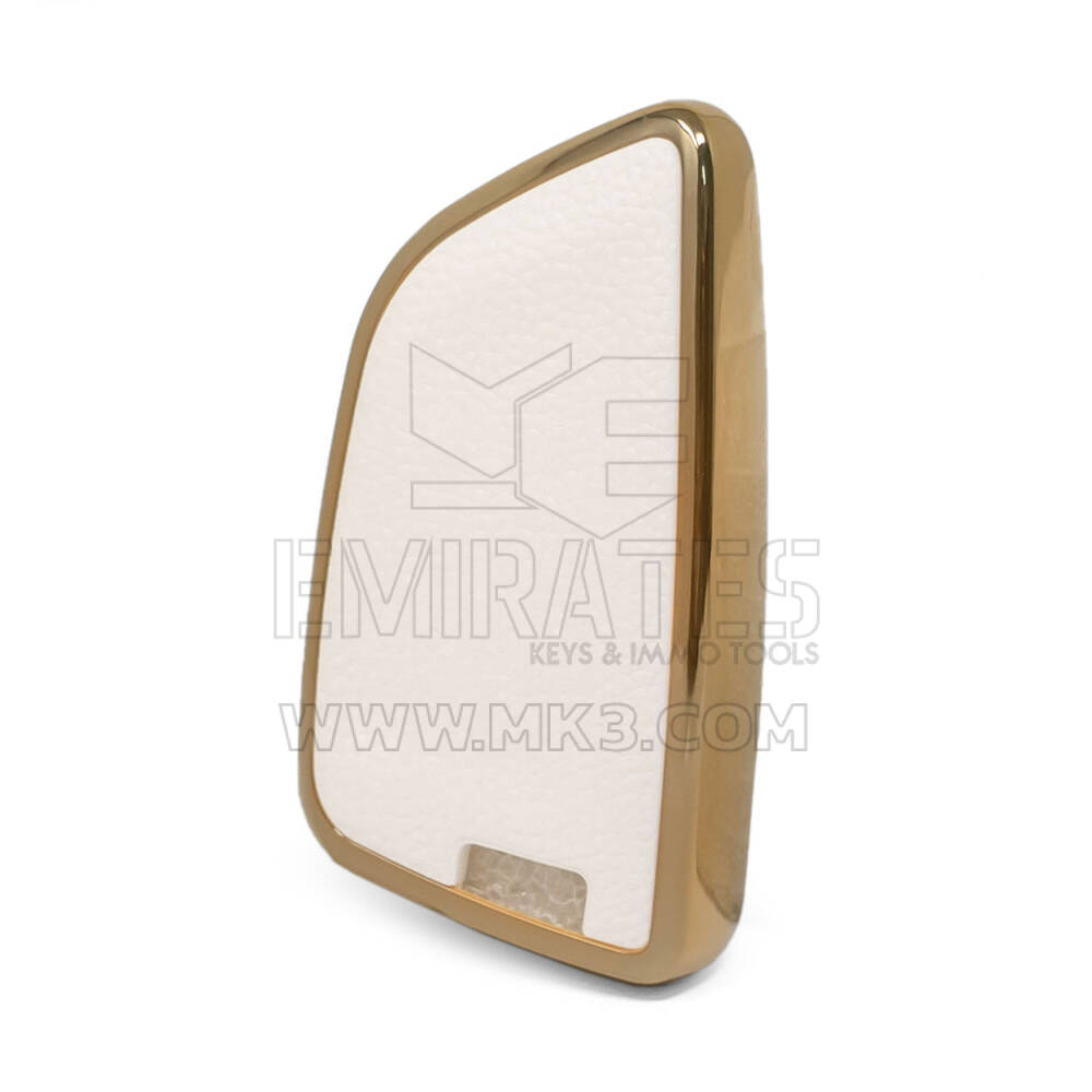Кожаный чехол нано-золото с дистанционным ключом BMW 4B, белый BMW-B13J | МК3