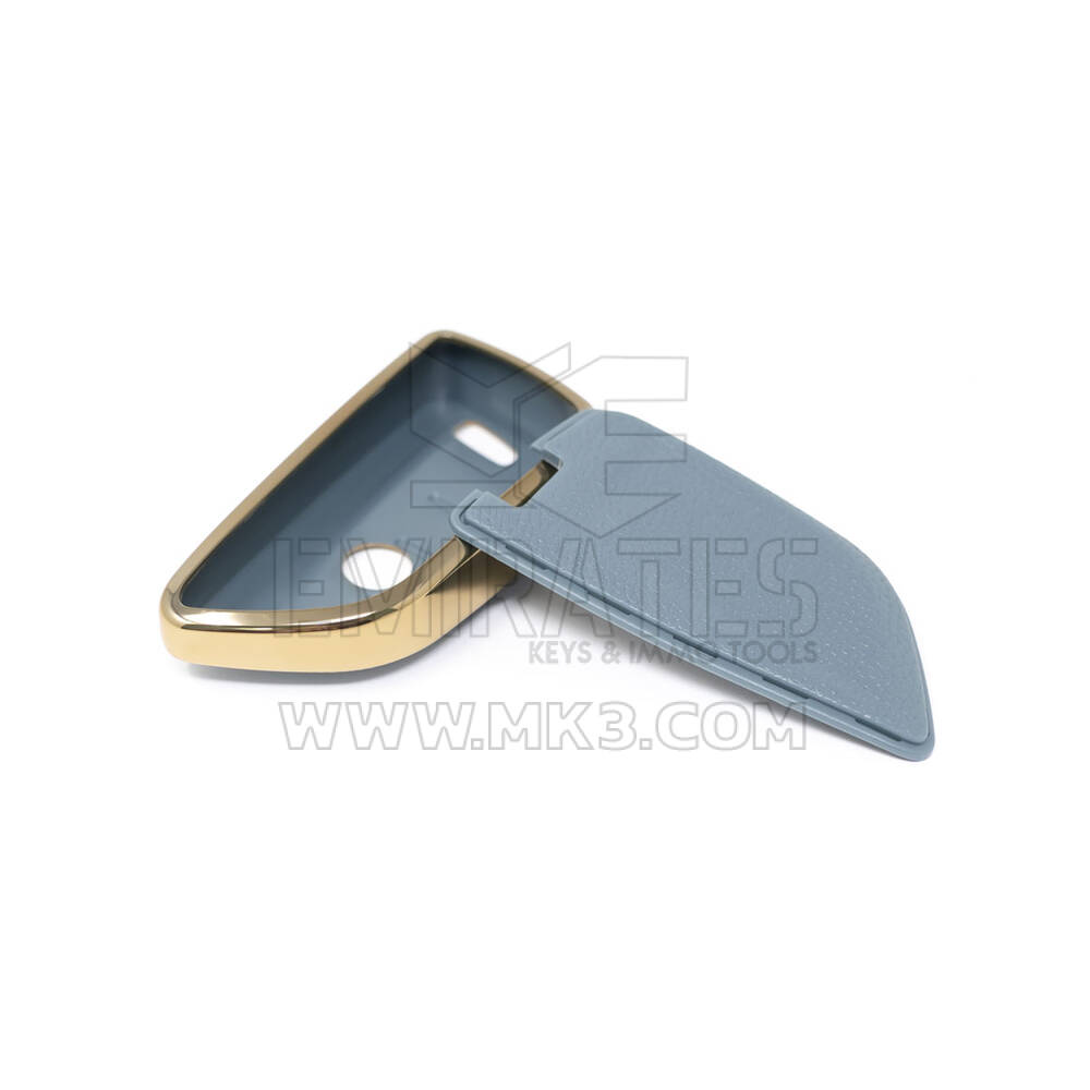 New Aftermarket Nano High Quality Gold Leather Cover For BMW Remote Key 4 Buttons Gray Color BMW-B13J | Emirates Keys