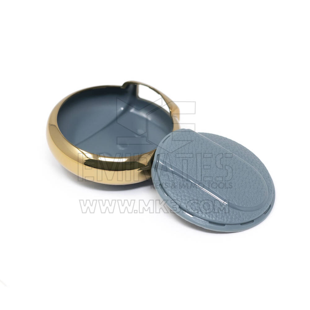 New Aftermarket Nano High Quality Gold Leather Cover For Mini Cooper Remote Key 4 Buttons Gray Color BMW-C13J4 | Emirates Keys