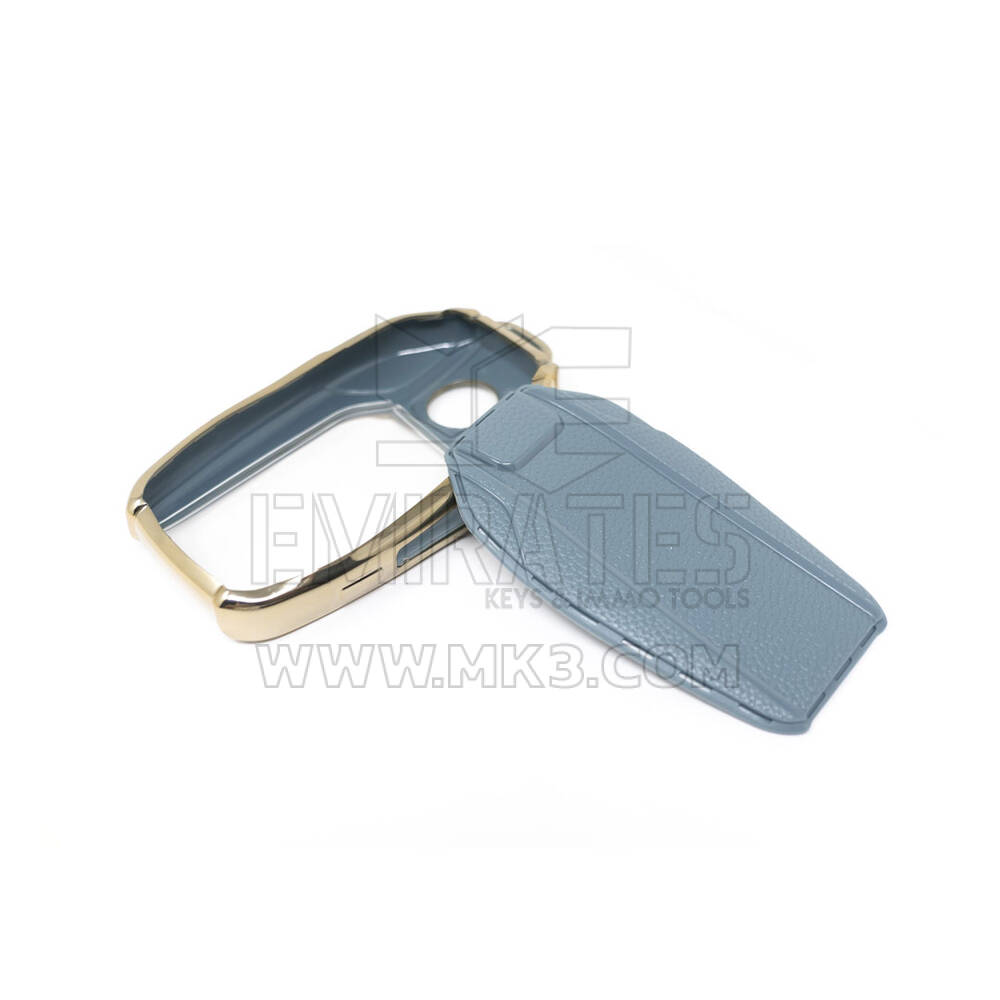 New Aftermarket Nano High Quality Gold Leather Cover For BMW Remote Key 3 Buttons Gray Color BMW-D13J | Emirates Keys