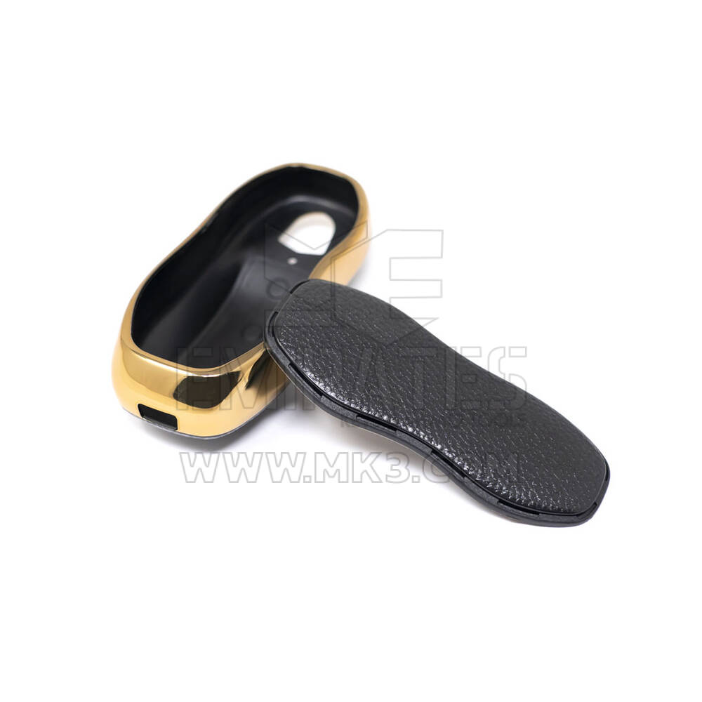New Aftermarket Nano High Quality Gold Leather Cover For Porsche Remote Key 3 Buttons Black Color PSC-A13J | Emirates Keys