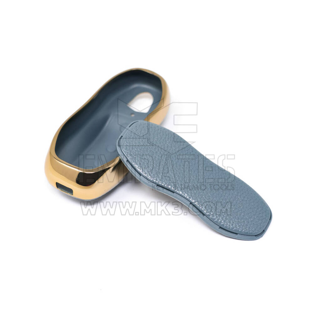 New Aftermarket Nano High Quality Gold Leather Cover For Porsche Remote Key 3 Buttons Gray Color PSC-A13J | Emirates Keys