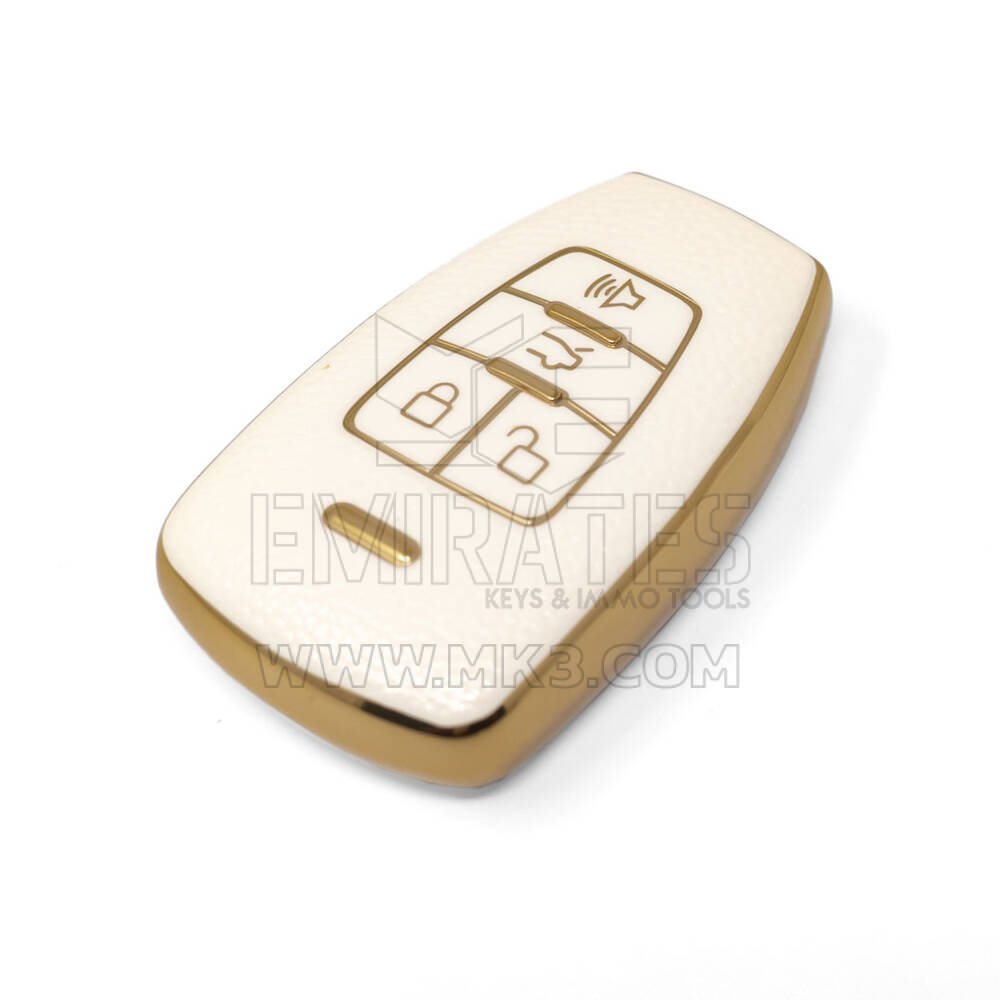 Nueva cubierta de cuero dorado Nano de alta calidad para mando a distancia BAIC, 4 botones, Color blanco, BQ-A13J | Cayos de los Emiratos