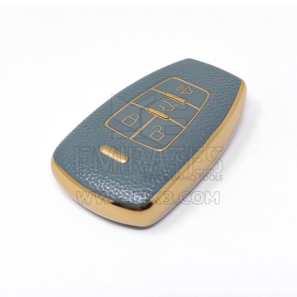 Nueva funda de cuero dorado Nano de alta calidad para mando a distancia BAIC, 4 botones, Color gris, BQ-A13J | Cayos de los Emiratos