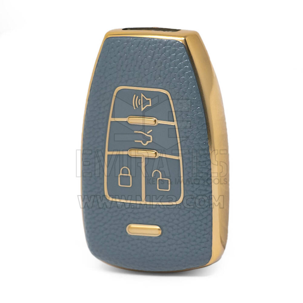 Nano Funda de cuero dorado de alta calidad para mando a distancia BAIC, 4 botones, Color gris, BQ-A13J