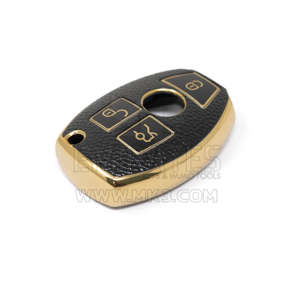 New Aftermarket Nano High Quality Gold Leather Cover For Mercedes Benz Remote Key 3 Buttons Black Color Benz-A13J | Emirates Keys