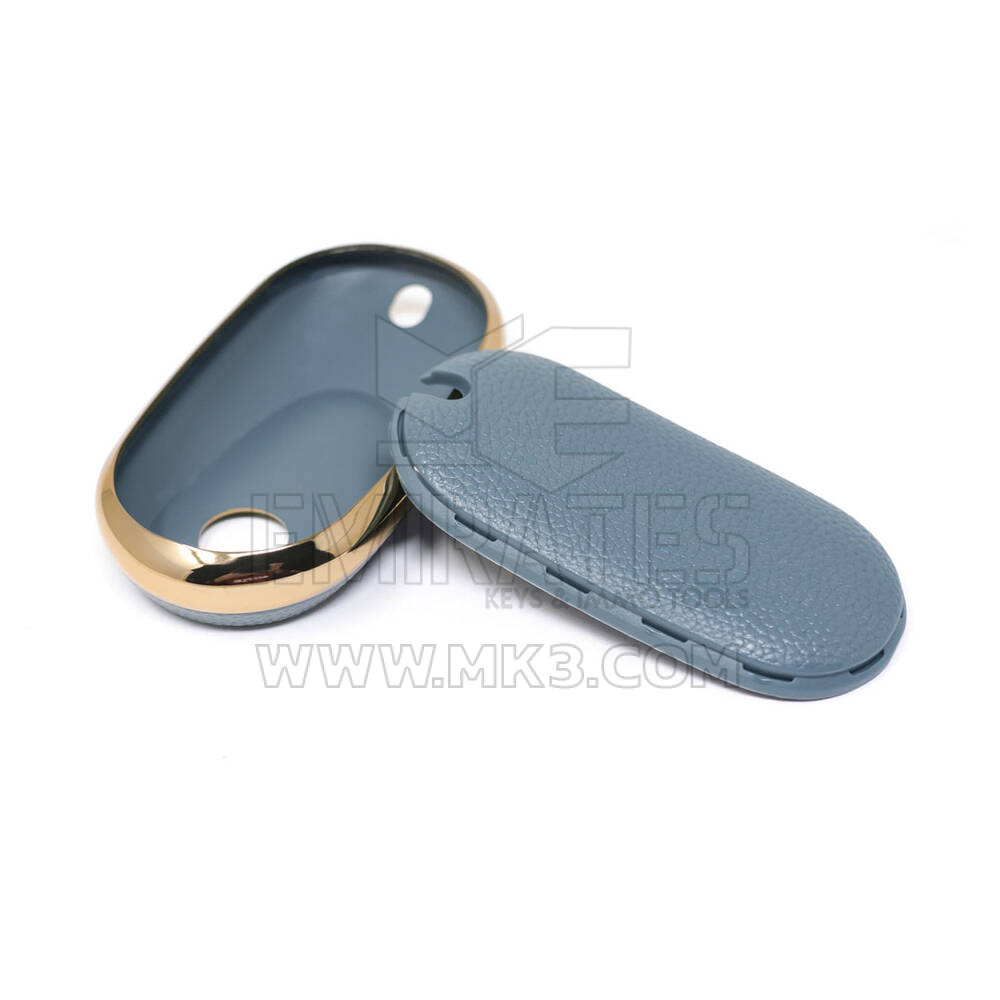 New Aftermarket Nano High Quality Gold Leather Cover For Mercedes Benz Remote Key 3 Buttons Gray Color Benz-C13J | Emirates Keys