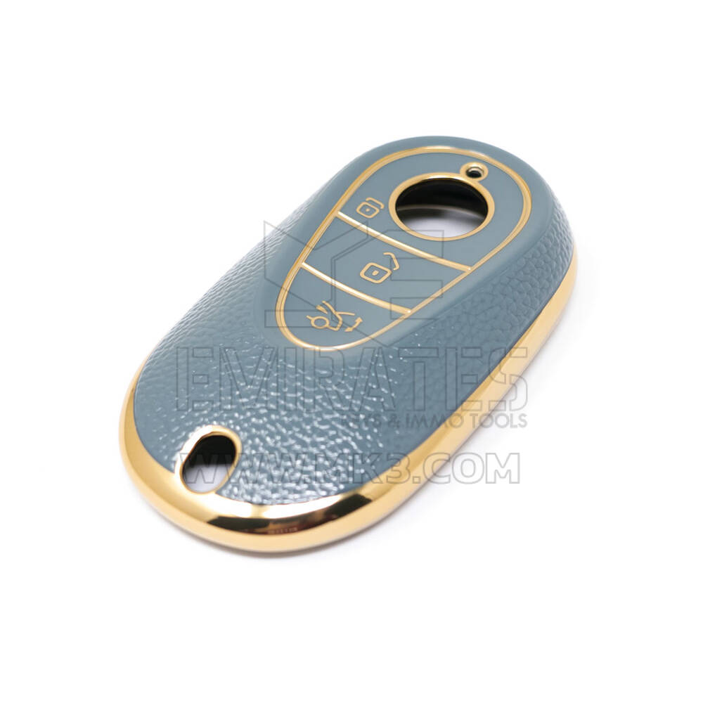 Nueva cubierta de cuero dorado Nano de alta calidad para llave remota de Mercedes Benz, 3 botones, Color gris Benz-C13J, nueva del mercado de accesorios | Cayos de los Emiratos