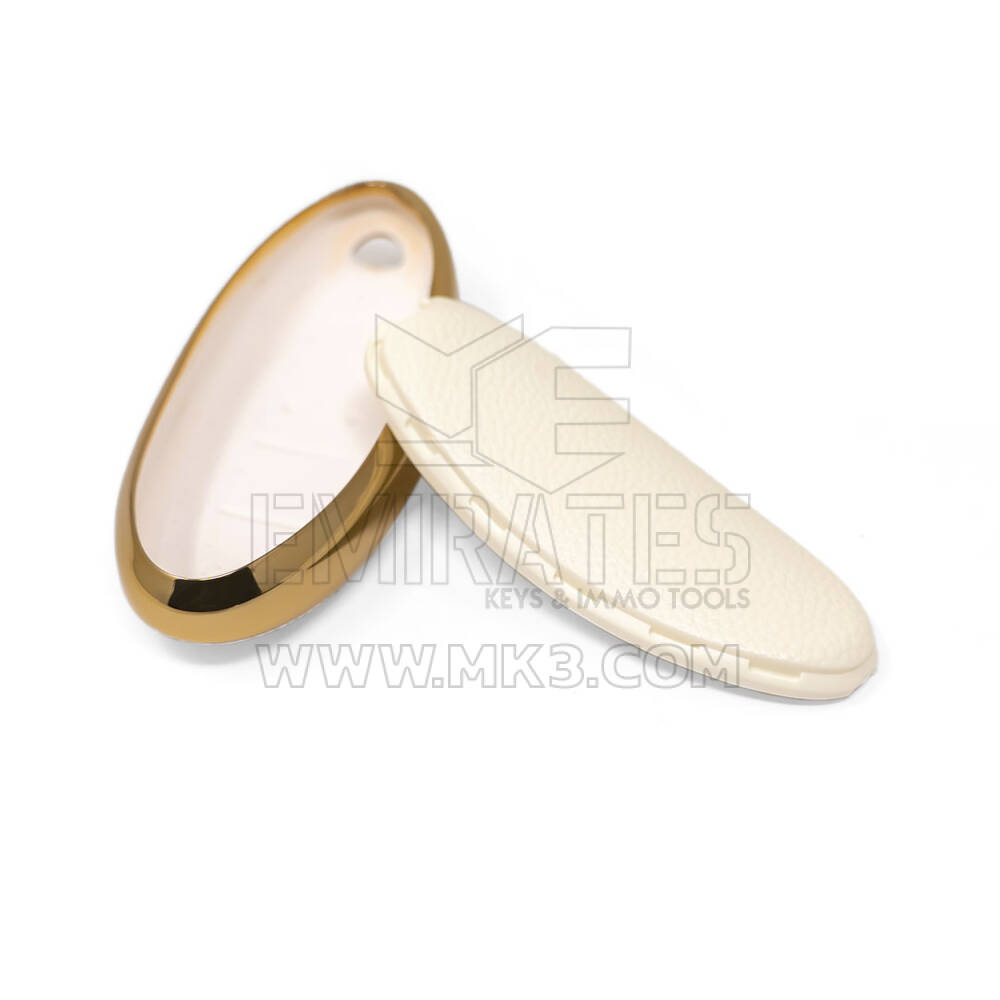 New Aftermarket Nano High Quality Gold Leather Cover For Bestune Remote Key 3 Buttons White Color BT-A13J | Emirates Keys