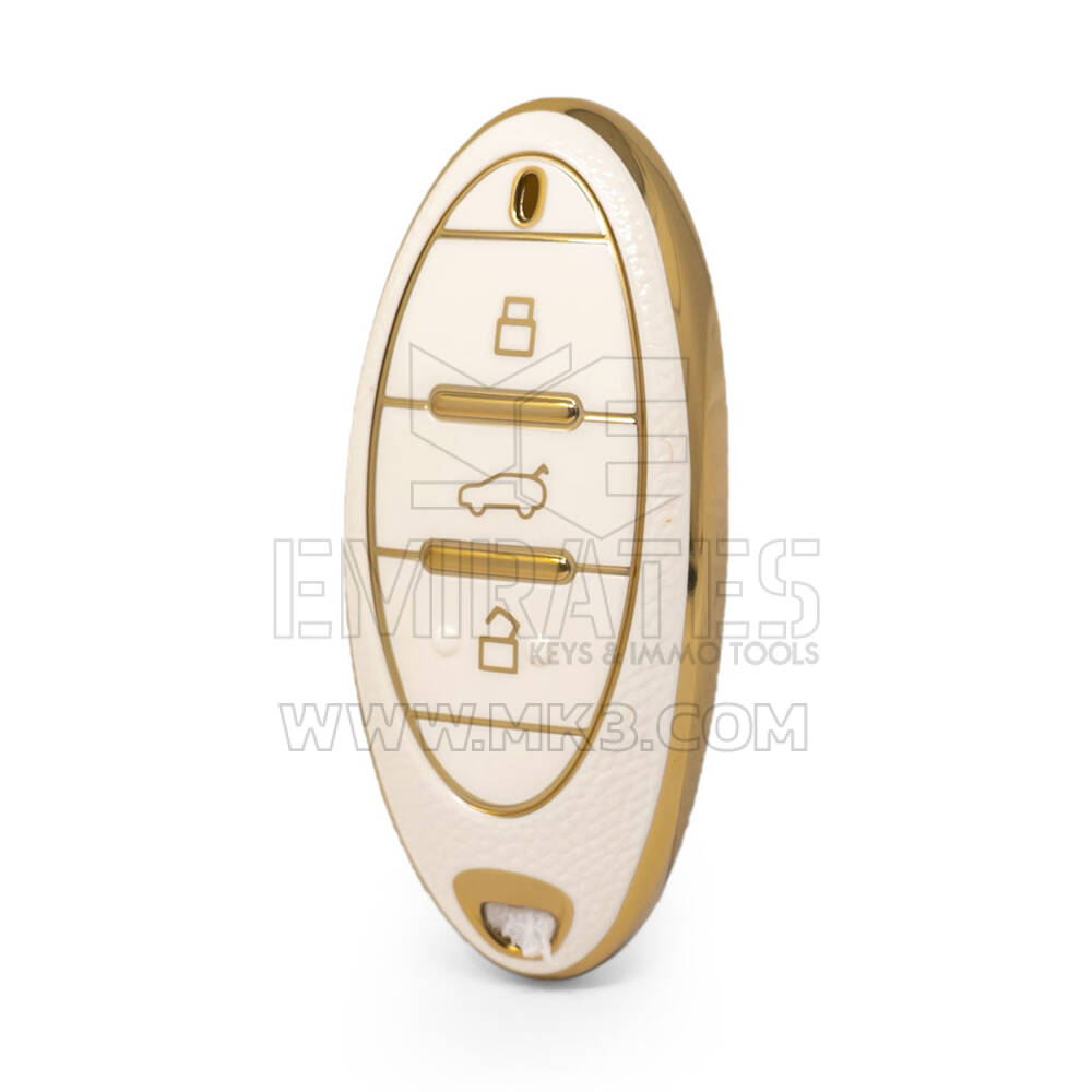 Nano Funda de cuero dorado de alta calidad para mando a distancia Bestune, 3 botones, Color blanco BT-A13J