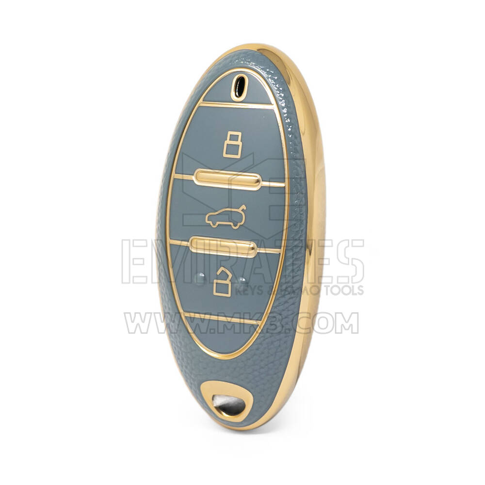 Nano – housse en cuir doré de haute qualité, pour clé télécommande Bestune, 3 boutons, couleur grise, BT-A13J