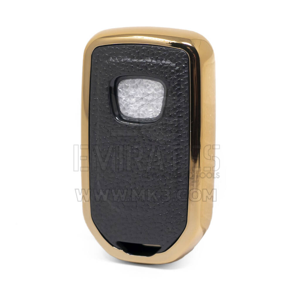 Кожаный чехол с нано-золотым покрытием Honda Remote Key 2B, черный HD-A13J2 | МК3