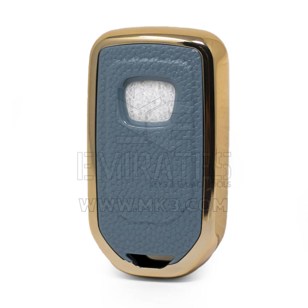 Кожаный чехол с нано-золотым покрытием Honda Remote Key 2B, серый HD-A13J2 | МК3