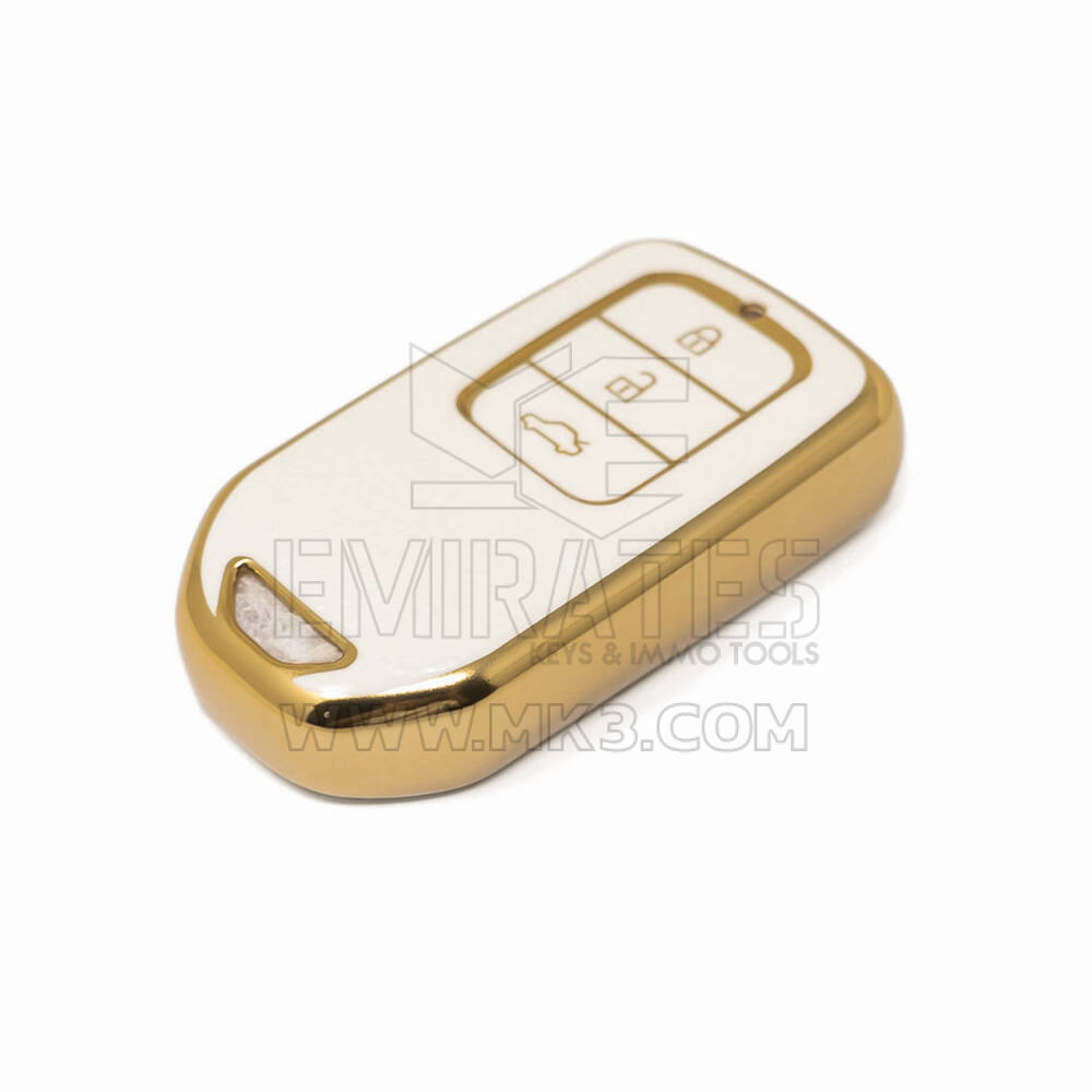 New Aftermarket Nano High Quality Gold Leather Cover For Honda Remote Key 3 Buttons White Color HD-A13J3A | Emirates Keys