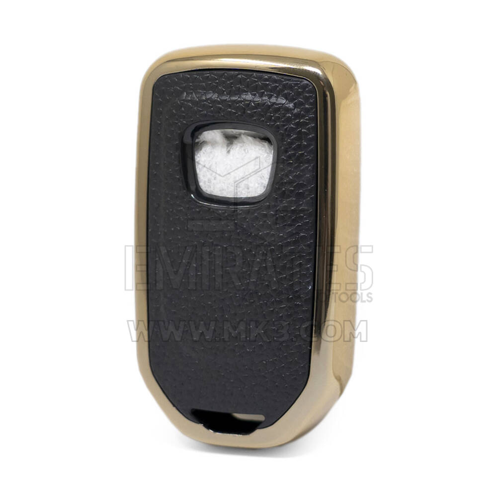 Кожаный чехол с нано-золотым покрытием Honda Remote Key 4B, черный HD-A13J4 | МК3
