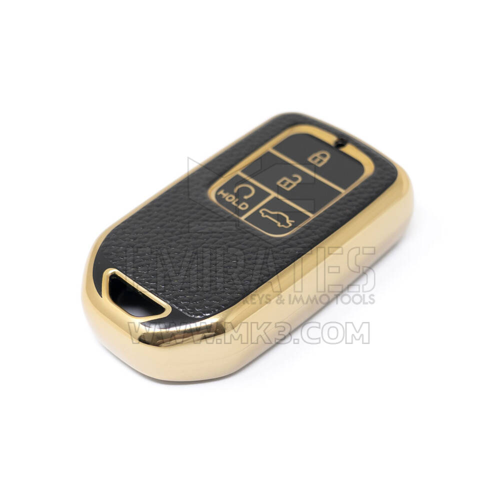 جديد ما بعد البيع نانو عالية الجودة غطاء جلد ذهبي لهوندا مفتاح بعيد 4 أزرار أسود اللون HD-A13J4 | مفاتيح الإمارات