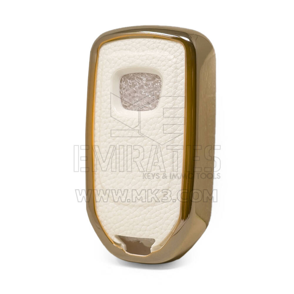 Кожаный чехол с нано-золотым покрытием Honda Remote Key 4B, белый HD-A13J4 | МК3