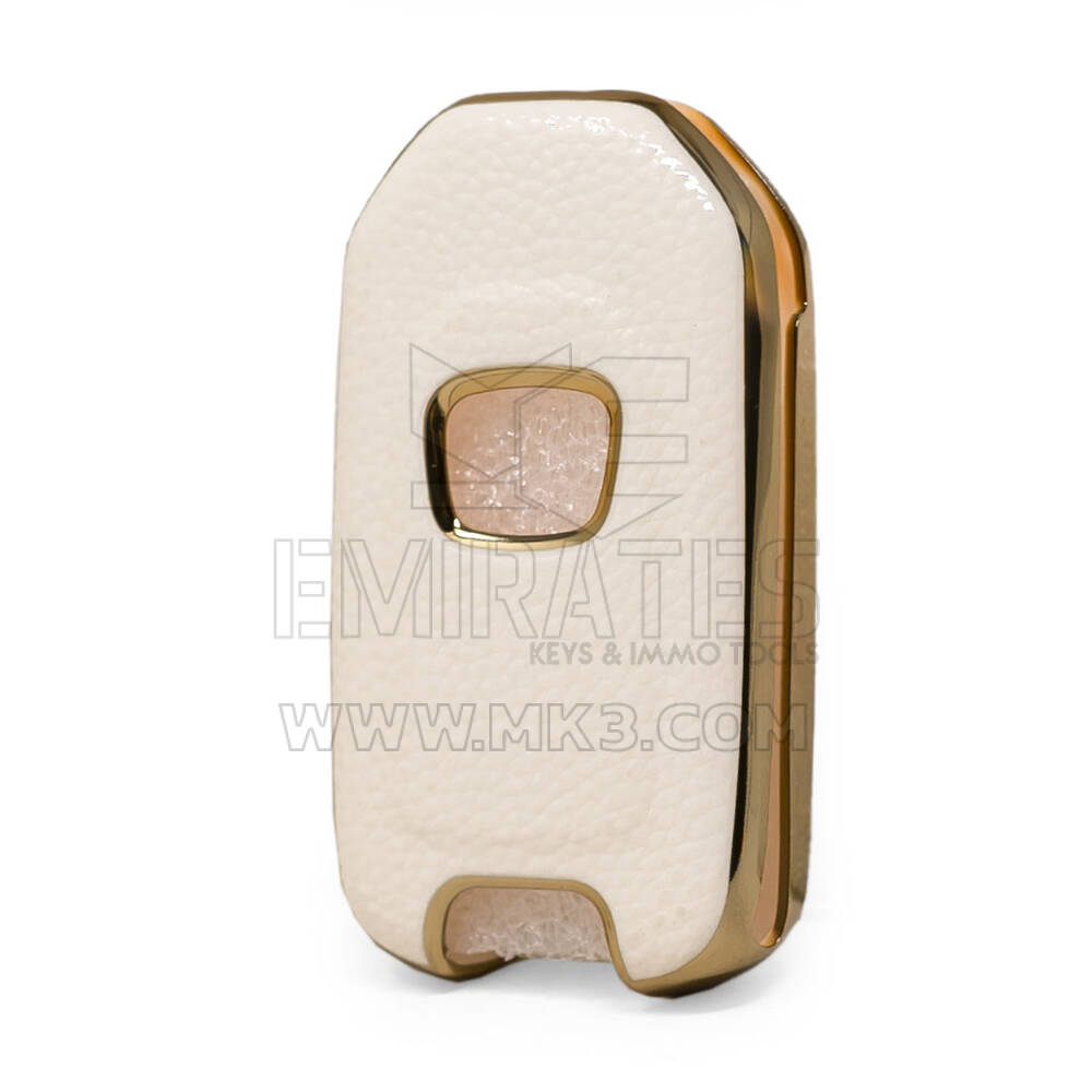 Nano Gold Leather Cover Honda Flip Key 3B White  HD-B13J3 | MK3