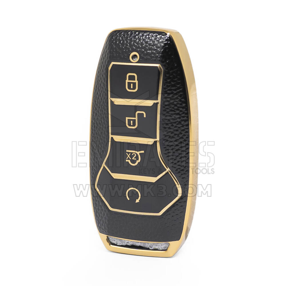 Nano High Quality Gold Leather Cover For BYD Remote Key 4 Buttons Black Color BYD-A13J