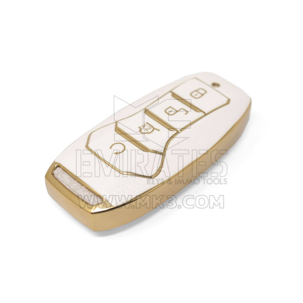 Housse en cuir doré de haute qualité pour clé télécommande BYD, 4 boutons, couleur blanche, BYD-A13J | Clés des Émirats