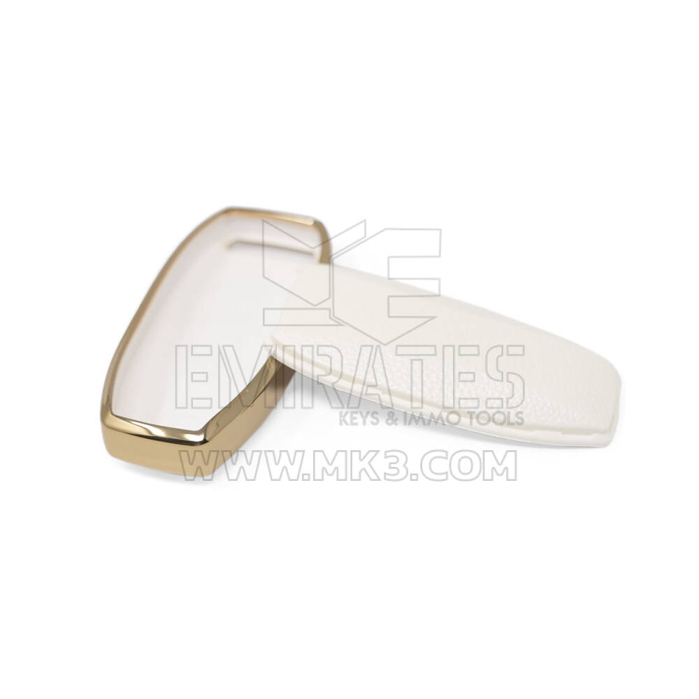New Aftermarket Nano High Quality Gold Leather Cover For BYD Remote Key 4 Buttons White Color BYD-A13J | Emirates Keys