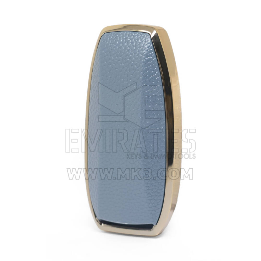 Кожаный чехол с нано-золотым покрытием для дистанционного ключа BYD 4B, серый BYD-A13J | МК3