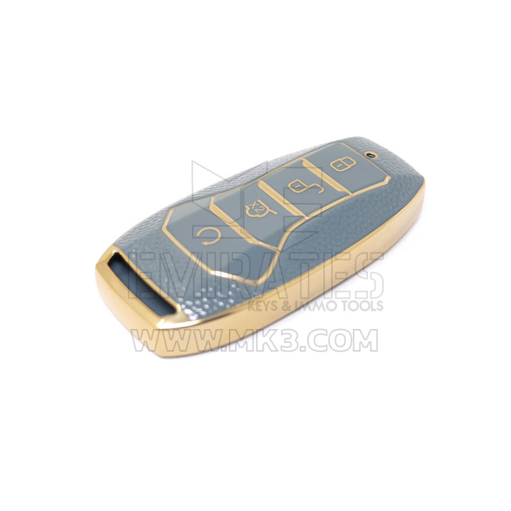 Housse en cuir doré de haute qualité pour clé télécommande BYD, 4 boutons, couleur grise, BYD-A13J | Clés des Émirats