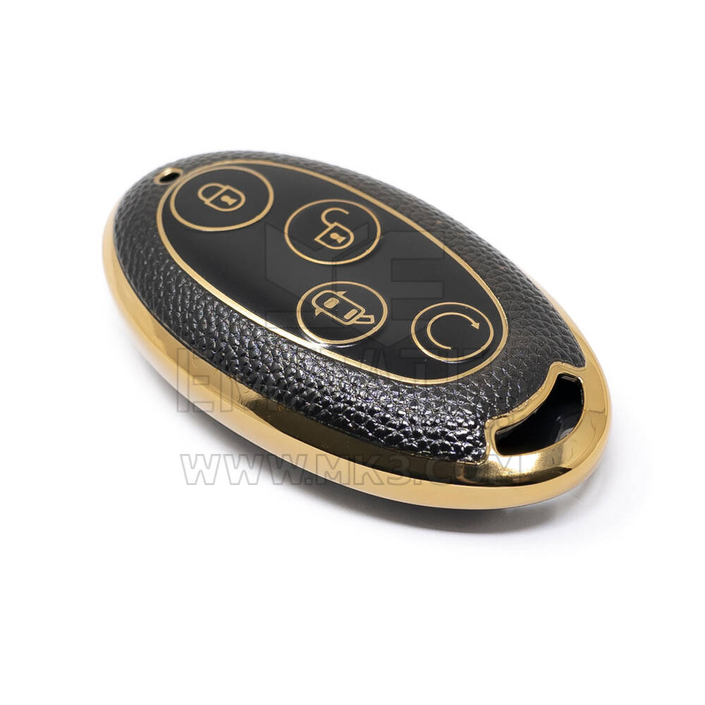 New Aftermarket Nano High Quality Gold Leather Cover For BYD Remote Key 4 Buttons Black Color BYD-B13J | Emirates Keys