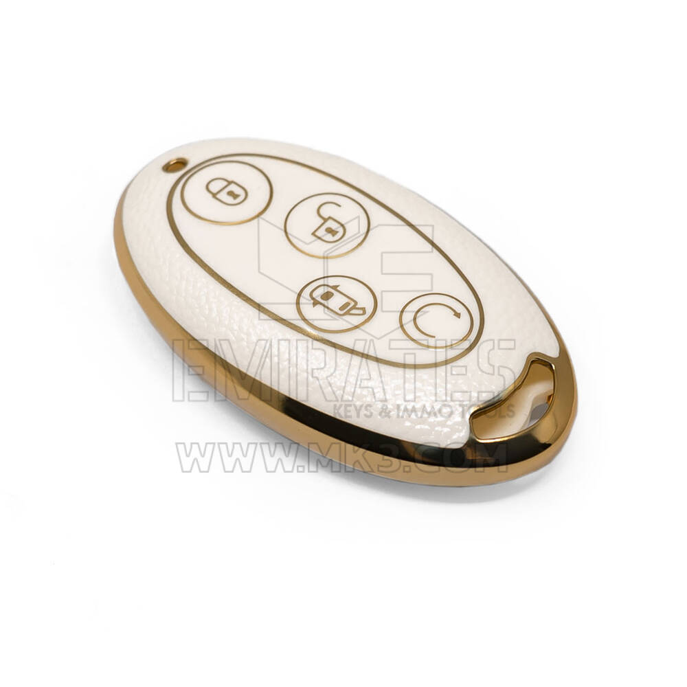 New Aftermarket Nano High Quality Gold Leather Cover For BYD Remote Key 4 Buttons White Color BYD-B13J | Emirates Keys