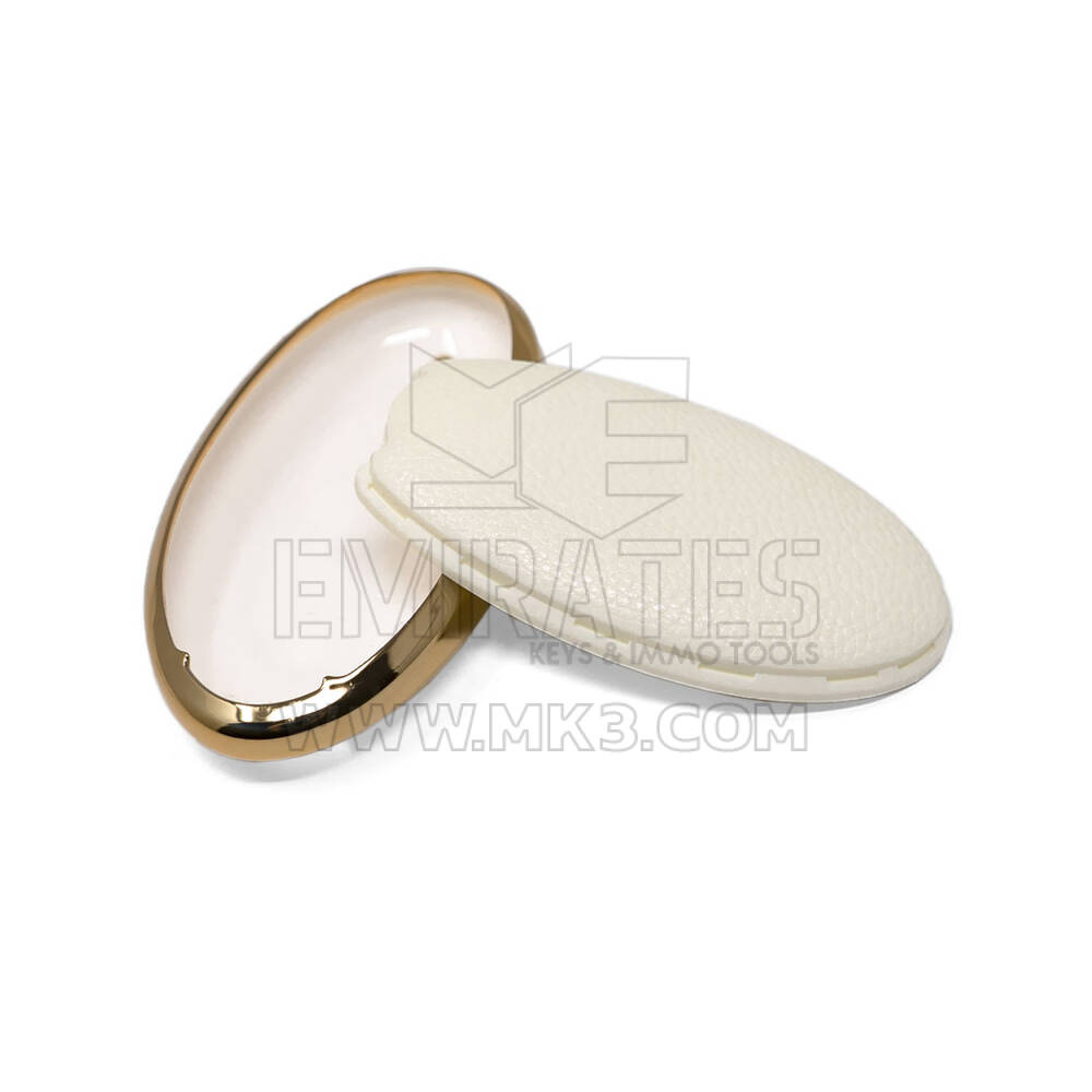New Aftermarket Nano High Quality Gold Leather Cover For BYD Remote Key 4 Buttons White Color BYD-B13J | Emirates Keys