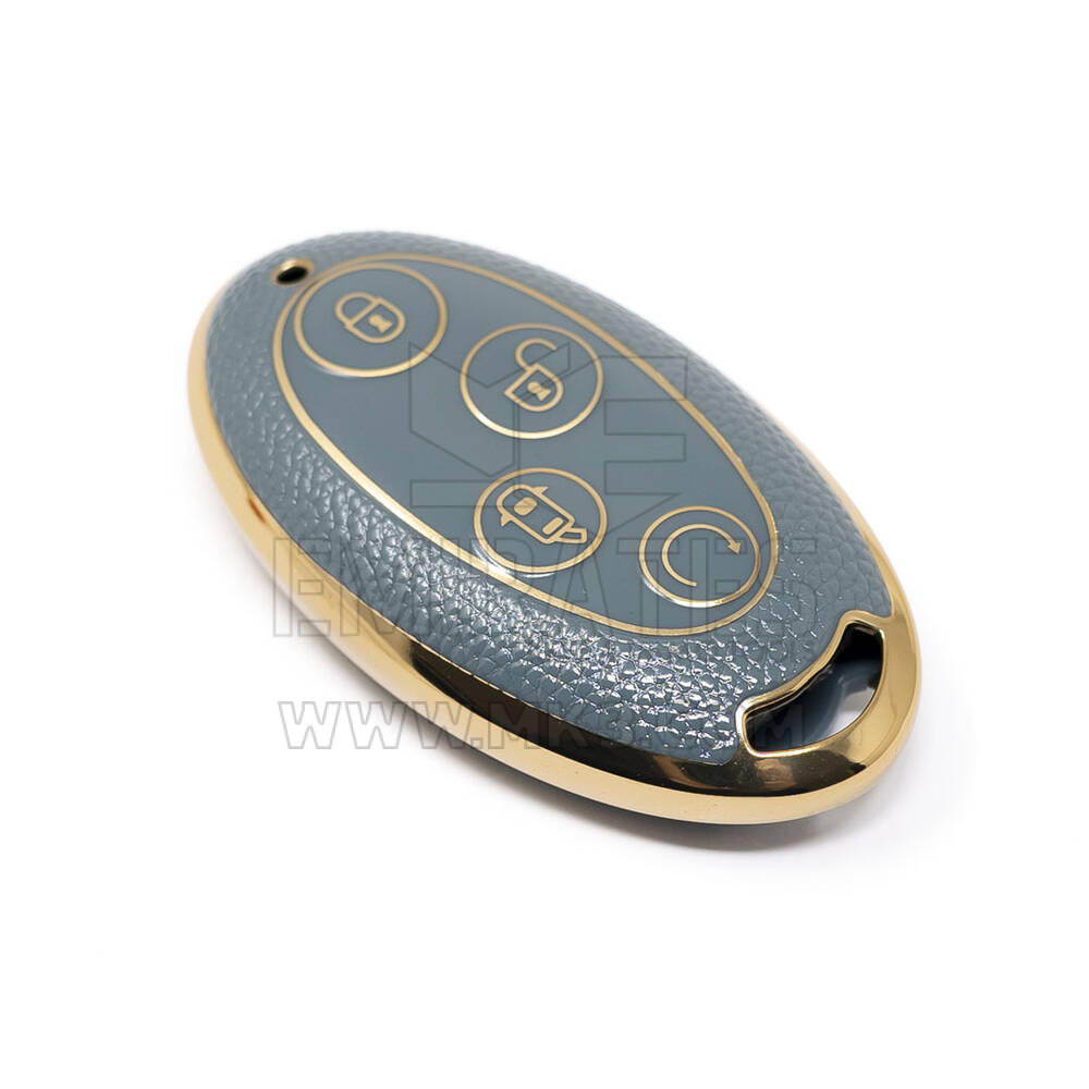 New Aftermarket Nano High Quality Gold Leather Cover For BYD Remote Key 4 Buttons Gray Color BYD-B13J | Emirates Keys