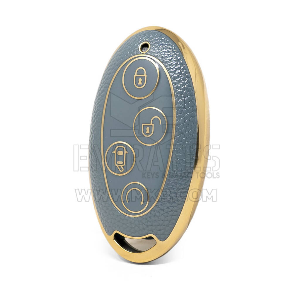 Nano High Quality Gold Leather Cover For BYD Remote Key 4 Buttons Gray Color BYD-B13J