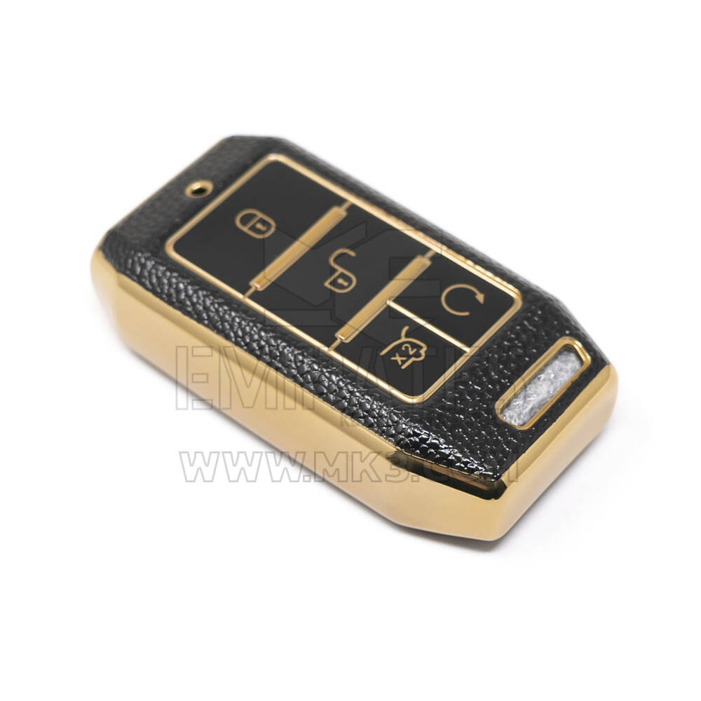 New Aftermarket Nano High Quality Gold Leather Cover For BYD Remote Key 4 Buttons Black Color BYD-C13J | Emirates Keys