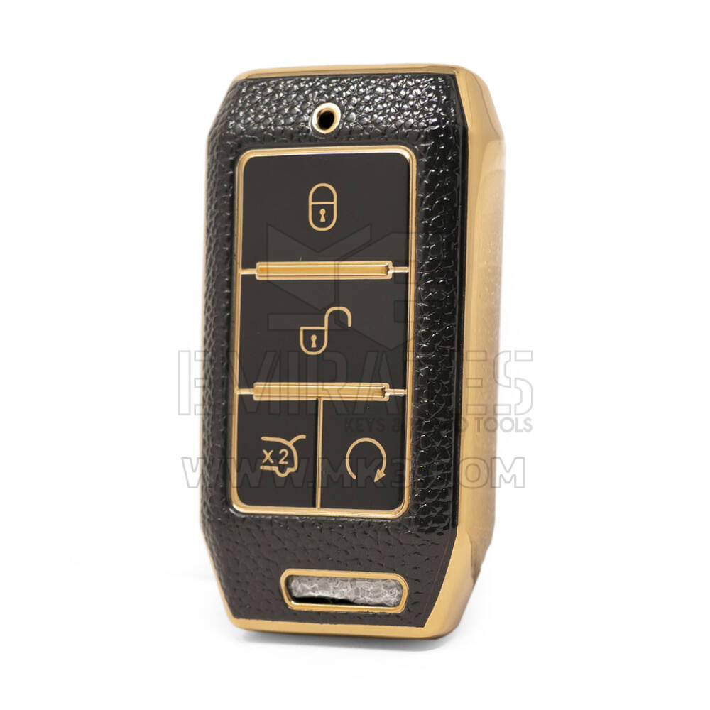 Nano High Quality Gold Leather Cover For BYD Remote Key 4 Buttons Black Color BYD-C13J