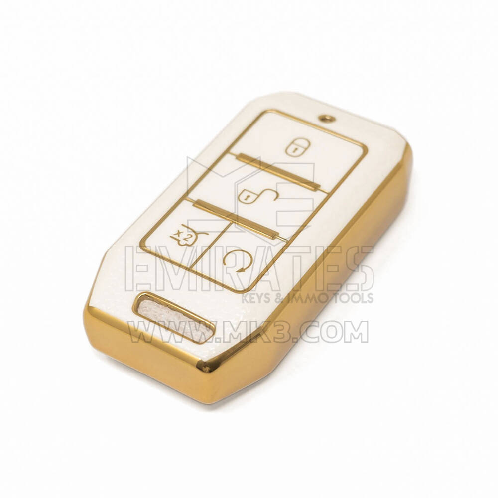Nano – housse en cuir doré de haute qualité, pour clé télécommande BYD, 4 boutons, couleur blanche, BYD-C13J | Clés des Émirats